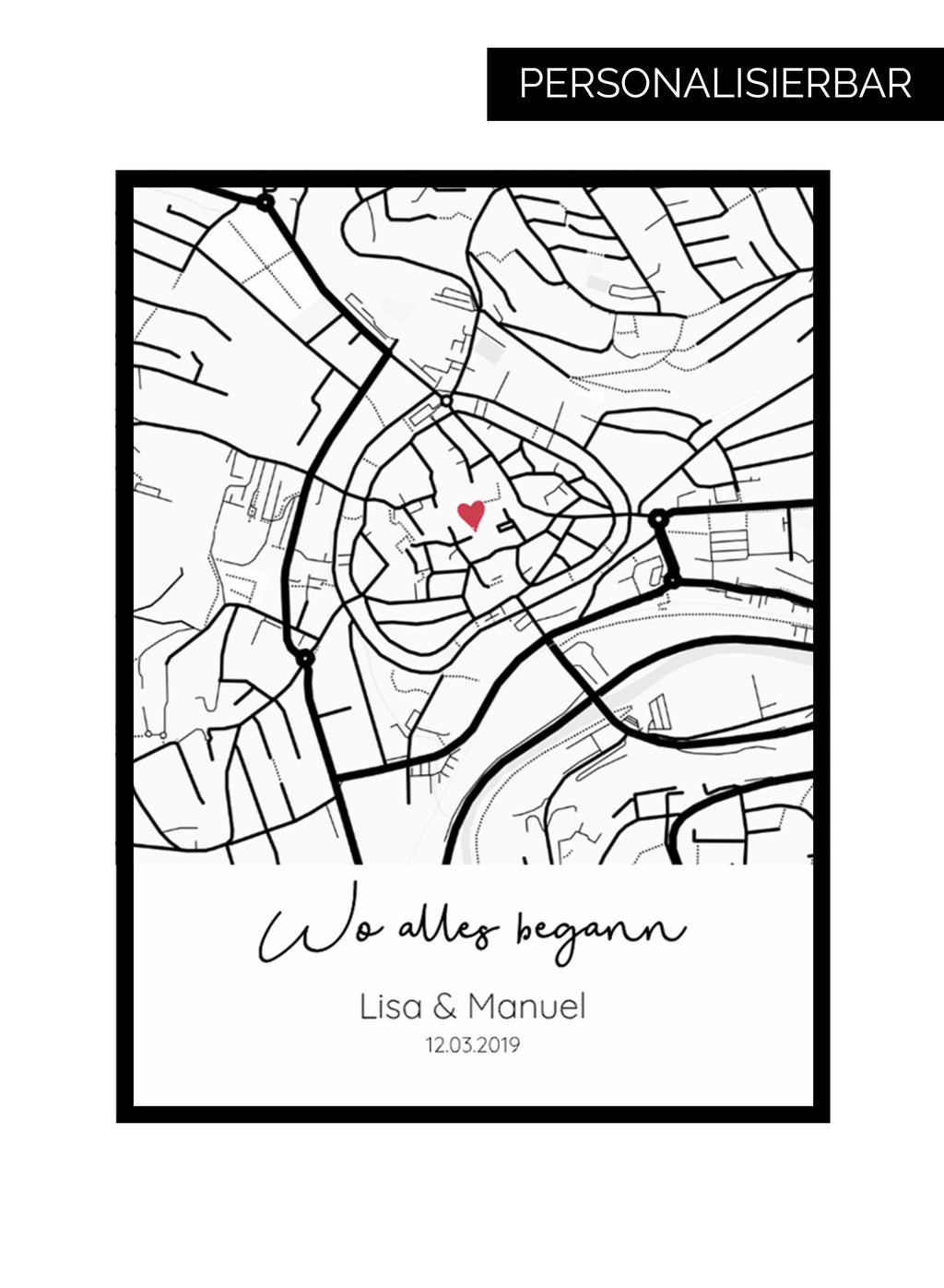 Personalisiertes Poster „Wo alles begann“ – Euer besonderer Ort & Moment