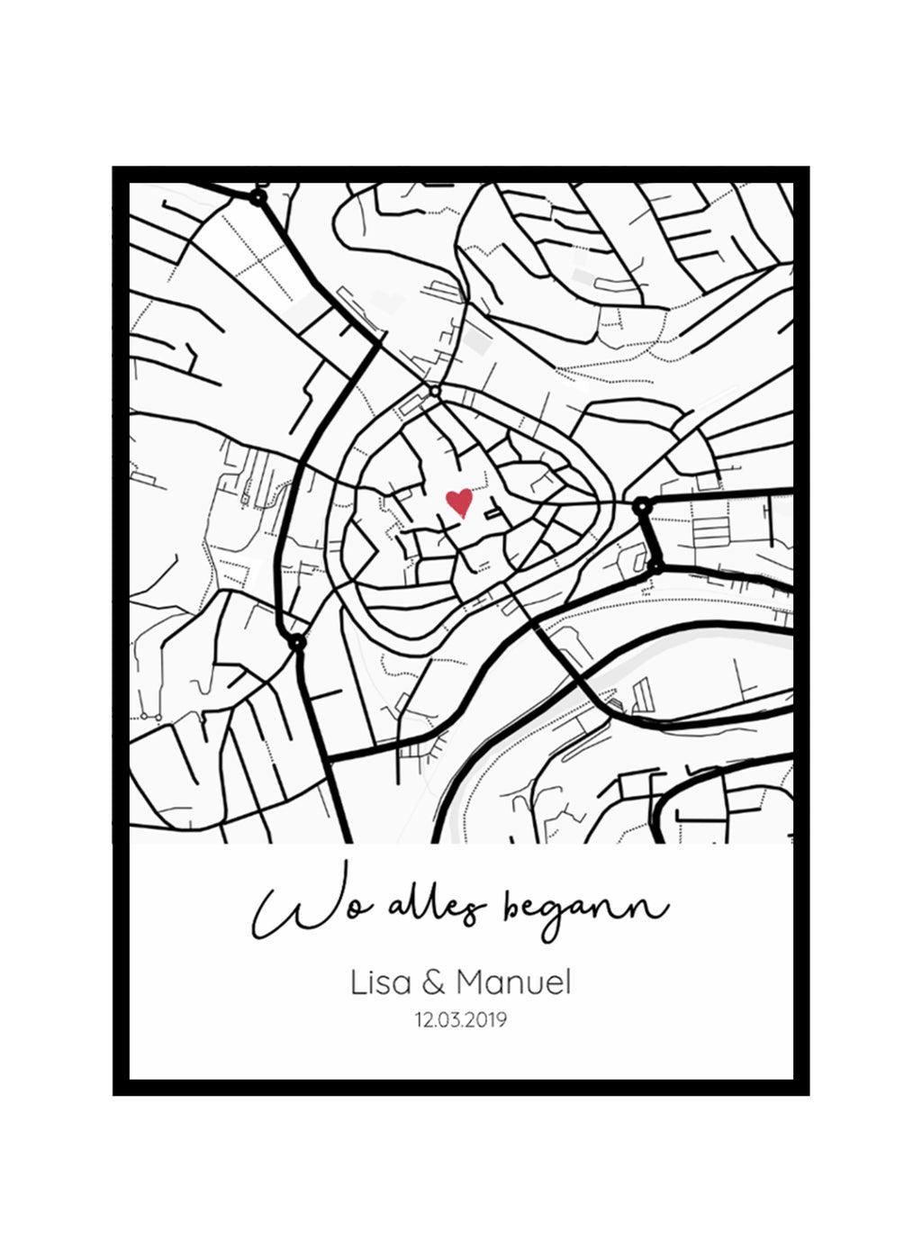 Personalisiertes Poster „Wo alles begann“ – Euer besonderer Ort & Moment