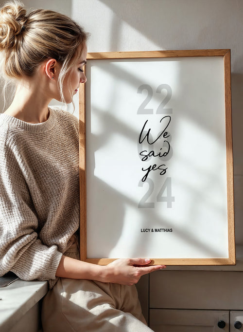 Personalisiertes Hochzeitsposter ‘We Said Yes’ – mit Datum & Namen | Ideal auch für Verlobungen