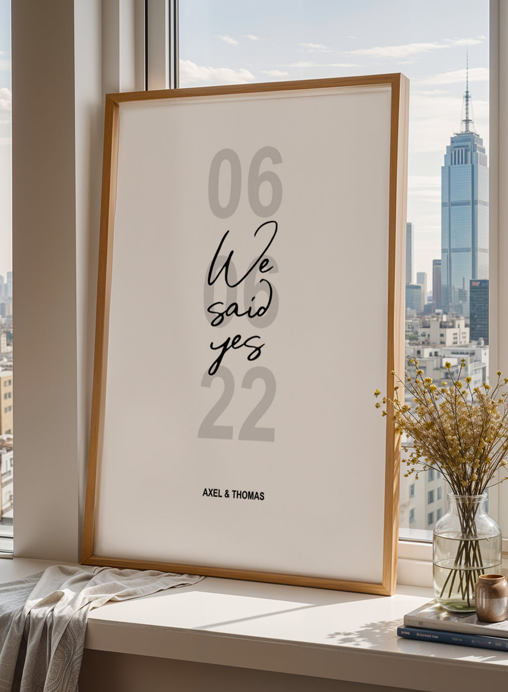 Personalisiertes Hochzeitsposter ‘We Said Yes’ – mit Datum & Namen | Ideal auch für Verlobungen