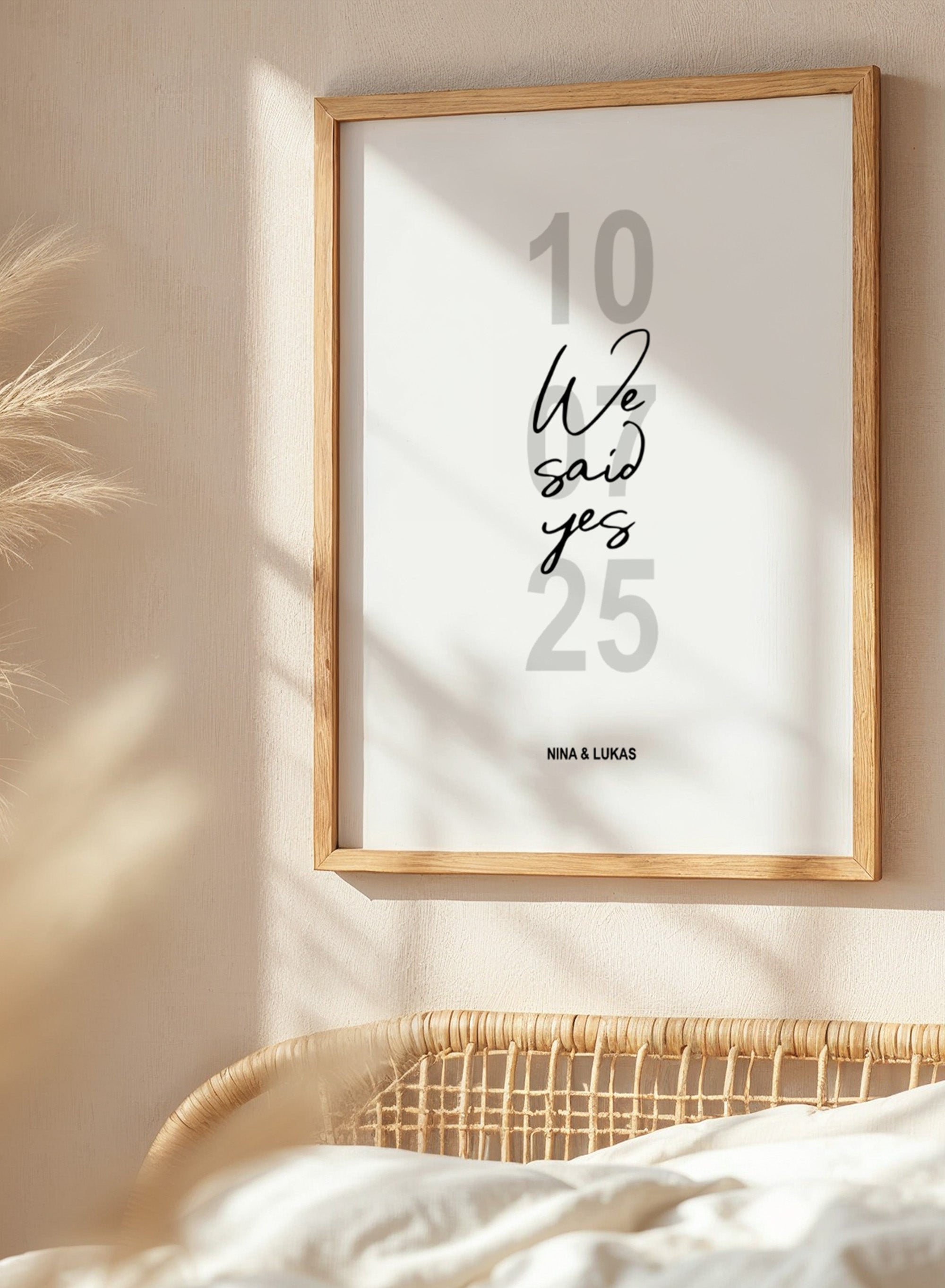Personalisiertes Hochzeitsposter ‘We Said Yes’ – mit Datum & Namen | Ideal auch für Verlobungen